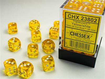 Würfel setzen transgelb/weiß 12 mm (36)
