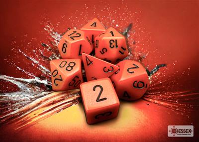 Dice Set Opa Poly Orange/Black (7)