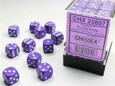Dice Set Opa Purple/White 12 mm (36)