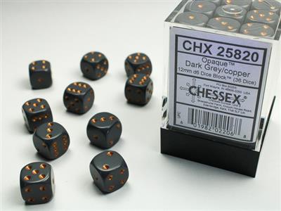 Dobbelsteenset Opa Dk. Grijs/Koper 12mm (36)