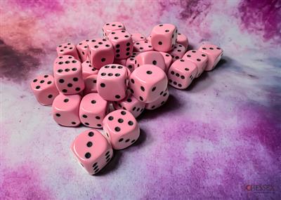 DICE SET OPA PASTEL PINK/SVART 12MM (36)