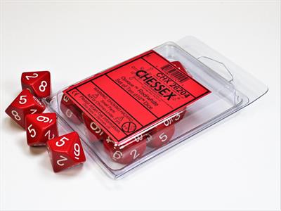 Set di dadi set d10 rosso/bianco opaco (10)
