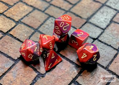Dice Set Gemi Poly Purple-Red Gold (7)