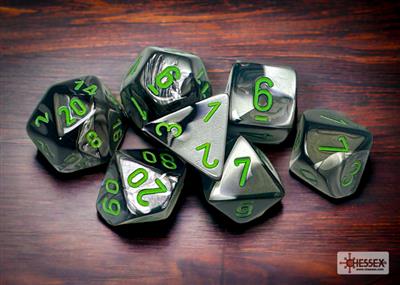 DICE SET GEMI POLY Black-Grey Green (7)
