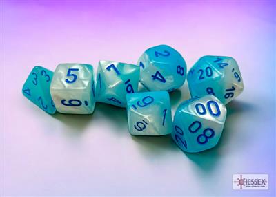Dice Set Gemini Lum Polyhed Turq-White/Blue (7)