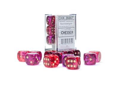 Dice Set Gemini Lum Red-Violet/Gold 16 mm D6 (12)