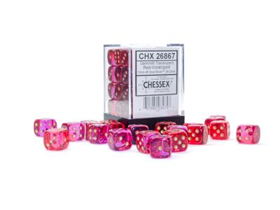 Dobbelsteenset Gemini Lum Rood-Violet/Goud 12mm D6 (36)