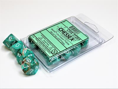 Set di dadi set di oxi-rame di marmo con D10 bianco (10)