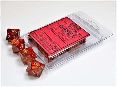 DICE SET Scarab Scarlet/Gold D10 (10)