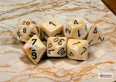 Set di dadi marb poli avorio-nero (7)
