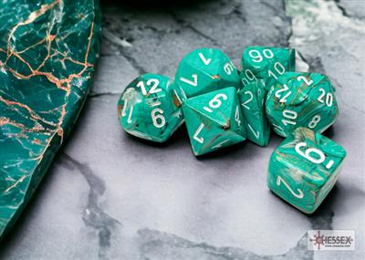 Dice Set Marb oxi-Copper avec blanc (7)