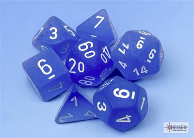 Terningsett Frost Poly Blue-White (7)