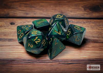 DICE SET SECLABE POLY JADE-GOLD (7)