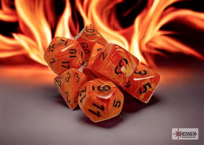 Dice Set Vortex Poly Orange-Black (7)