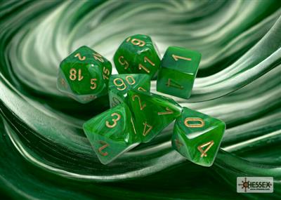 Dice Set Vortex Poly Green-Gold (7)