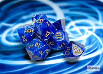 Dice Set Vortex Poly Blue-Gold (7)