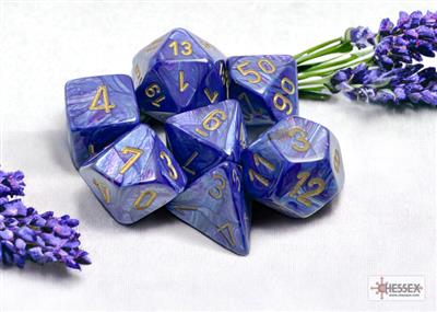 DICE SET LUST POLY PURPLE-GOLD (7)