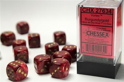 DICE SET VORTEX 16mm Bourgogne-Gol D6 (12)