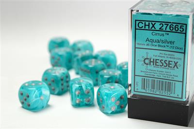 Würfel Set Cirrus 16mm Aqua-Silver D6 (12)