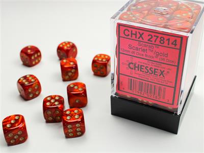 Dice Set Scarab 12 mm Scarlet-Gol D6 (36)