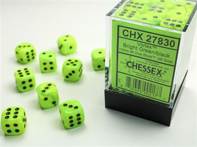 DICE SET VORTEX 12MM BR.GRE-SLACK D6 (36)