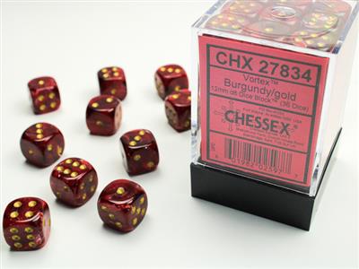 Dice Set Vortex 12mm Burgundy-Gol D6 (36)