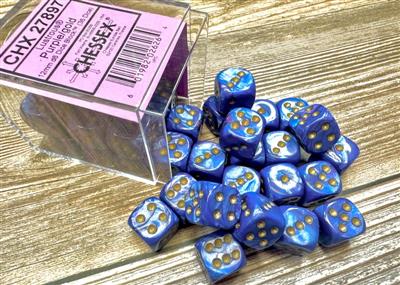 Kockice postave požudu 12 mm Purple-Gold D6 (36)