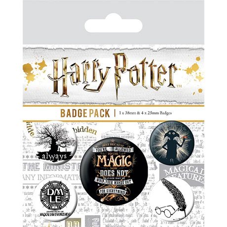 Harry Potter pin-back-knapper 5-pakker symboler