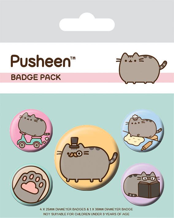 Pushen pin-back-knapper 5-pack fancy