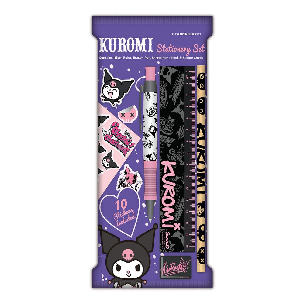 Set de papelería de Sanrio Kuromi de 6 paquetes