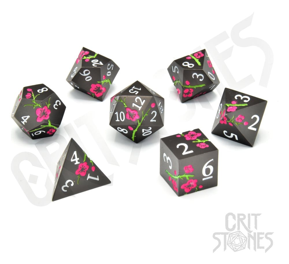 CritStones Jeu de dés en métal Nighttime Blossom (7)