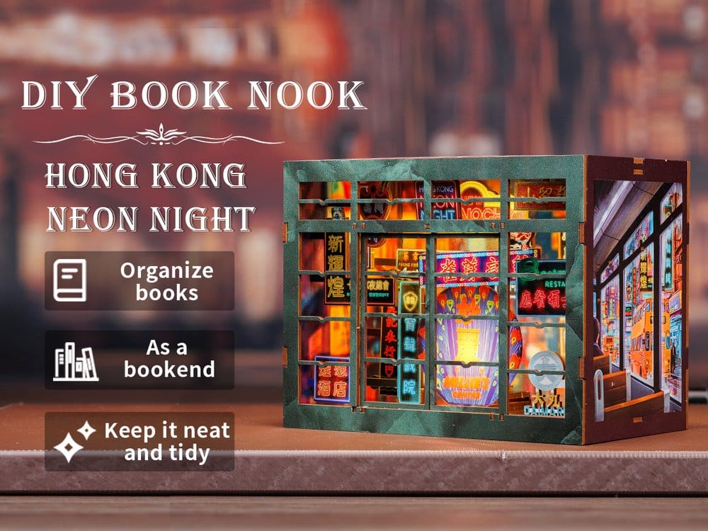 Book Nook Hong Kong Luz de neón 13 x 17 cm