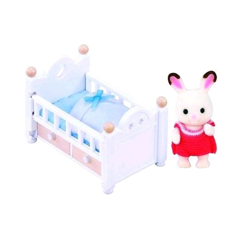 Sylvanian Families : Figurine Lapins en chocolat bébé avec lit bébé 5 cm