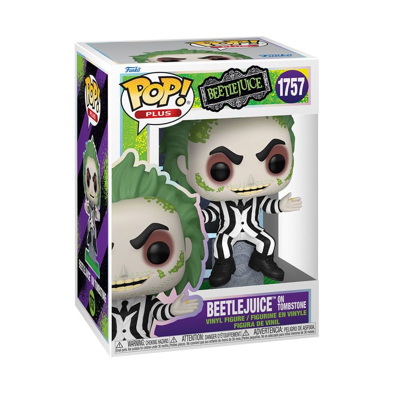 Beetlejuice Pop! Plus films Vinyl Figure Beetlejuice avec Tombstone 9 cm