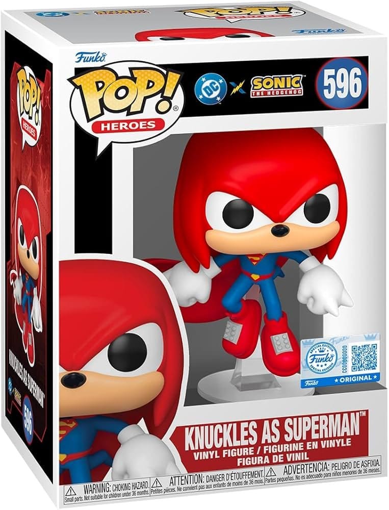 DC x Sonic el erizo POP! Figura Vinilo Heroes Knuckles como Superman 9 cm