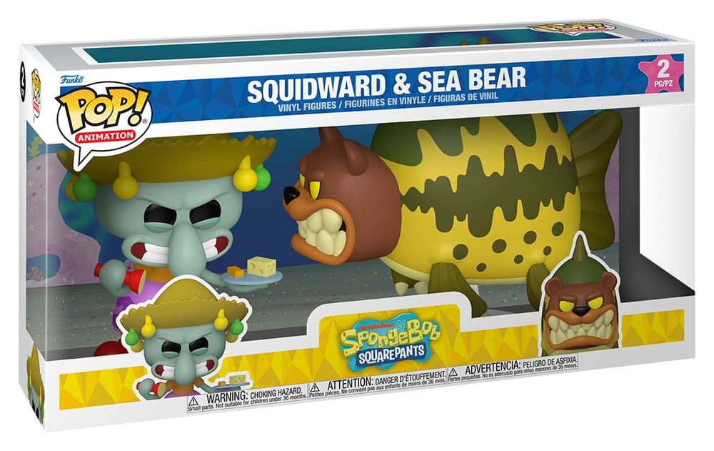 Bob Esponja Pantalones Cuadrados POP! Figura Vinilo Animación Pack 2 Calamardo y Oso Marino 9 cm