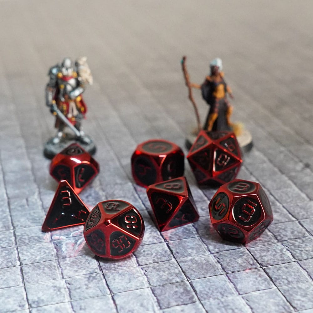Dice de fanroll réglé rouge avec de l'émail noir (7)