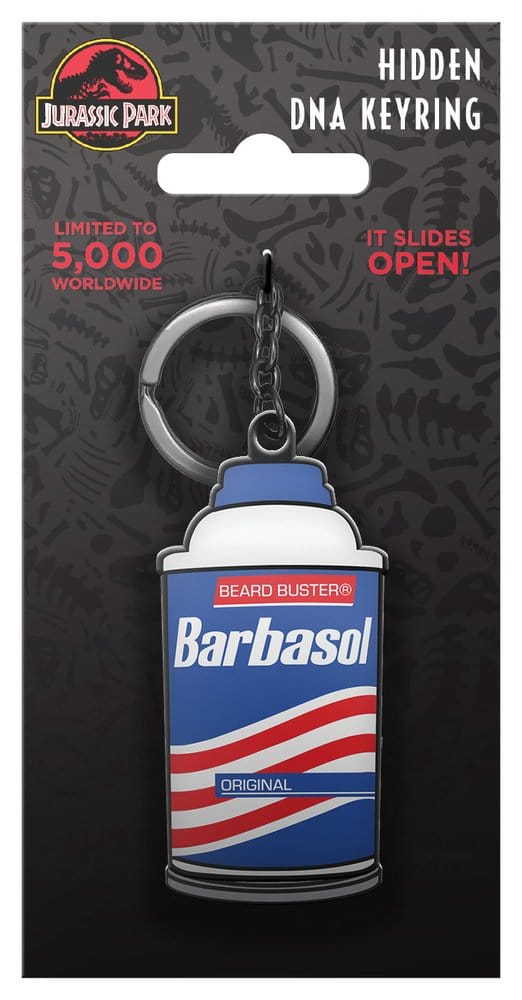Jurassic Park Schlüsselanhänger, verschiebbare Barbasol-Dose