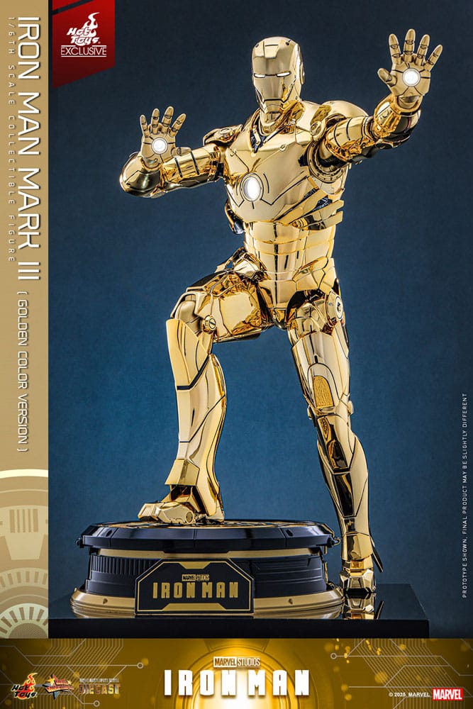 Iron Man Movie Masterpiece Diecast Action Figure 1/6 Iron Man Mark III (Gold Color Version) Hot Toys exclusif 33 cm