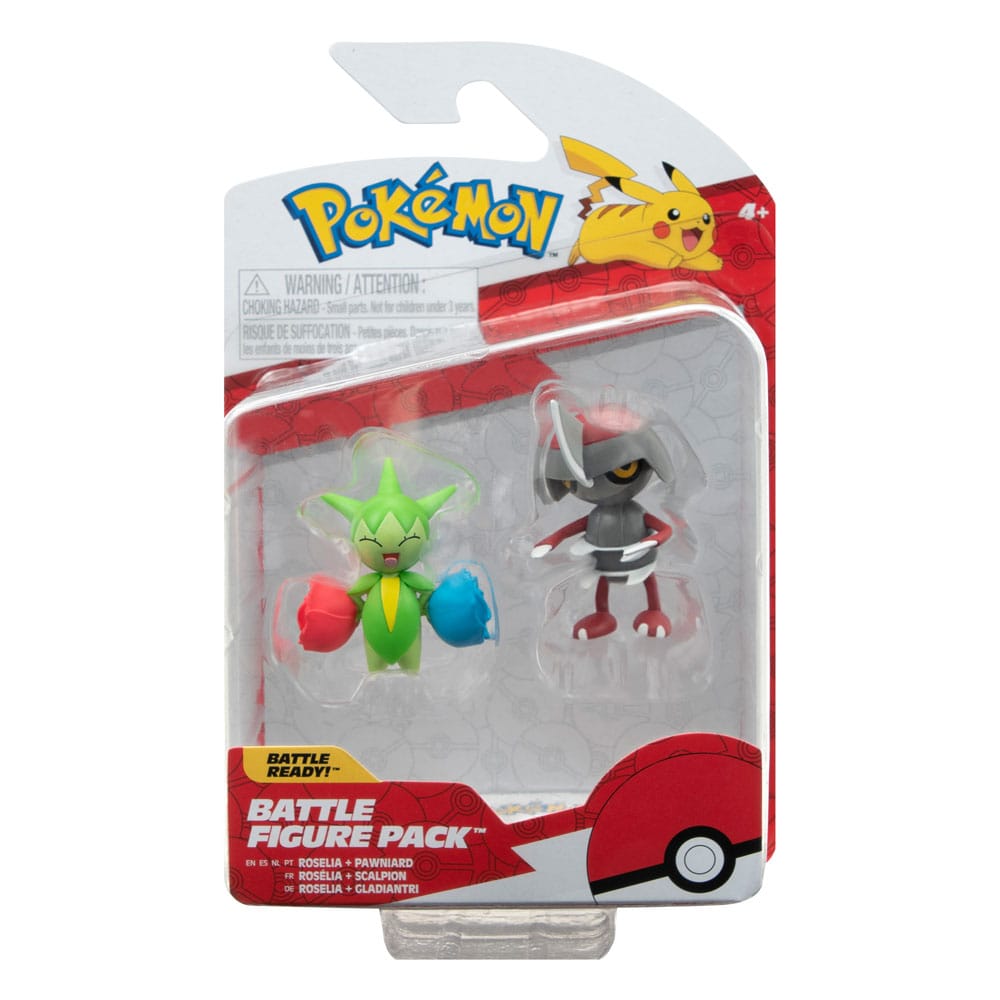 Pokémon Battle Figuur Pack Mini Figuur 2-Pack Pawniard, Roselia 5 cm