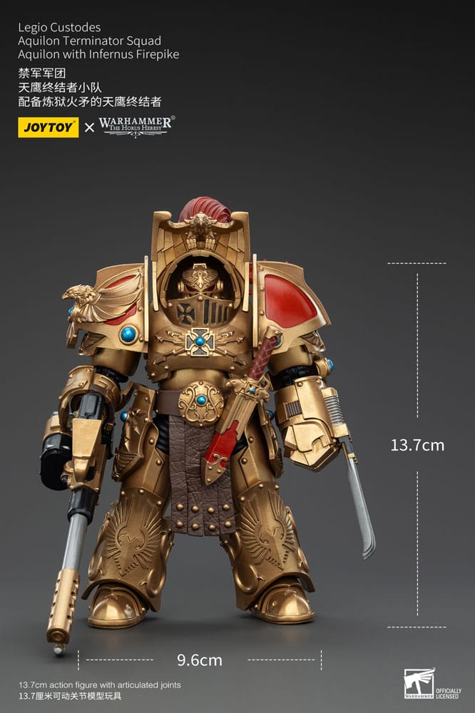 Warhammer The Horus Heresy Action Figur 1/18 Legio Custodes Aquilon Terminator Squad Aquilon med Infernus Firepike 14 cm