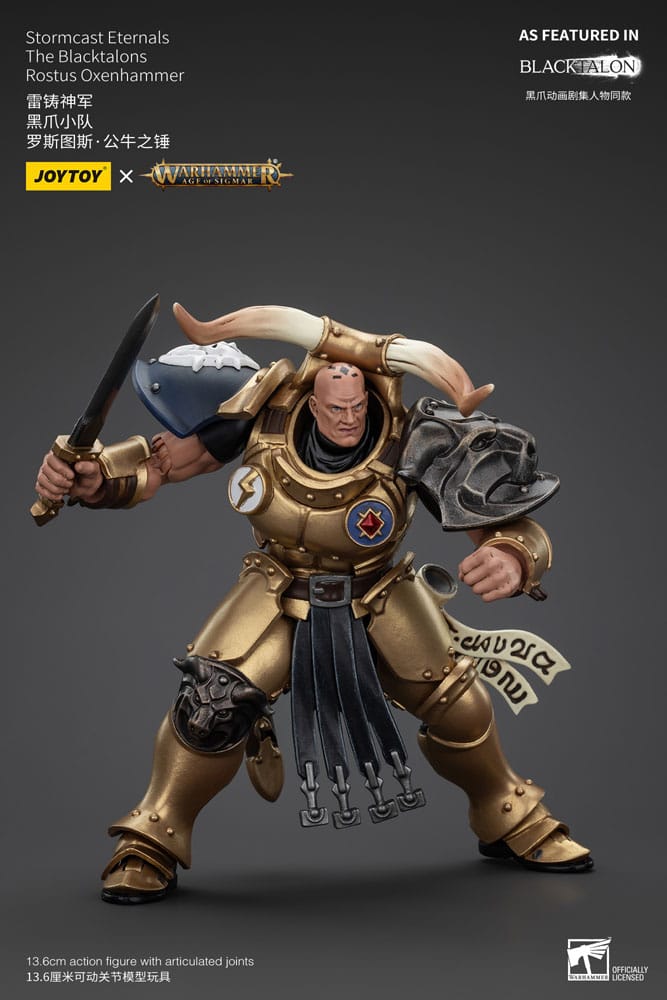 Warhammer Age of Sigmar ActionFigur Stormcast Eternals Die Blacktalons Rostus oxen Hammer 20 cm