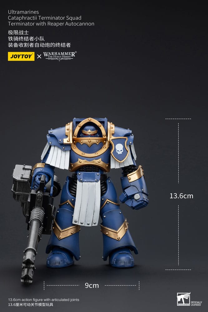 Warhammer Horus Heresy Action Figur 1/18 Uitramarines Cataphractii Terminator Squad Terminator med Reaper Autocannon 14 cm