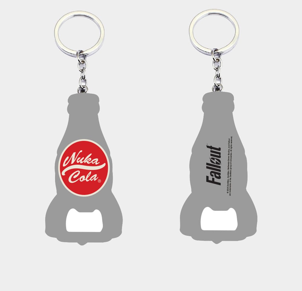 Llavero de consumo de consumo de fallout con abrebotellas logotipo de nuka cola