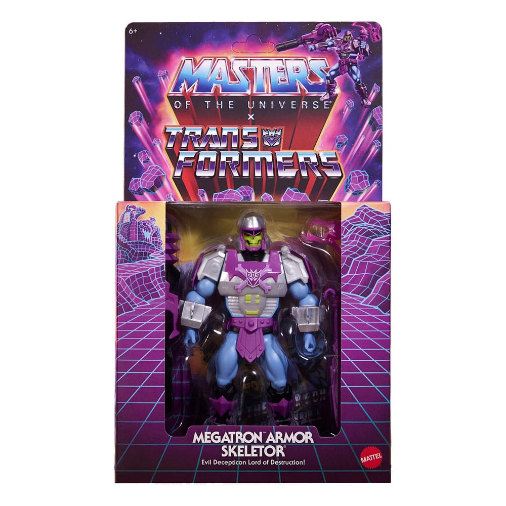 Figura de acción Masters of the Universe x Transformers Megatron Armor Skeletor heo Exclusivo en Europa 14 cm