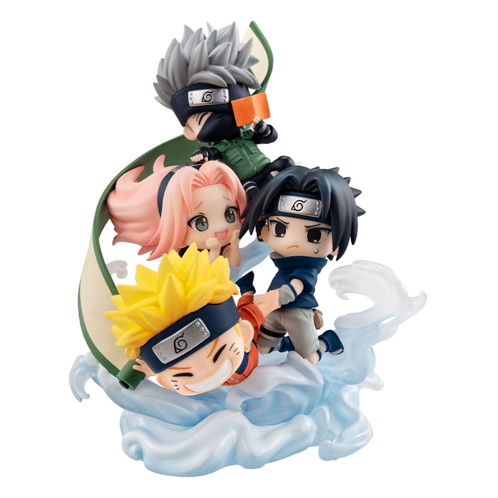 Naruto Shippuden Figunity PVC Mini Statue samlas här, team 7 13 cm (med gåva)