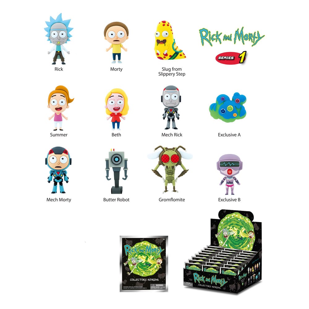 Rick og Morty 3D PVC Bag Clips Series 1 Display (24)