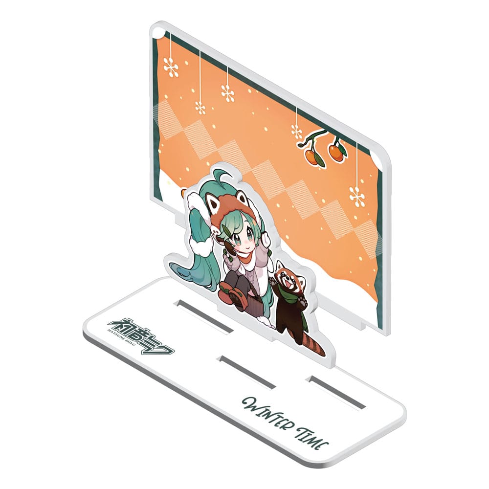 Hatsune Miku Acryl -figuur Standee Miku en Red Panda (Winter Time) 11 cm