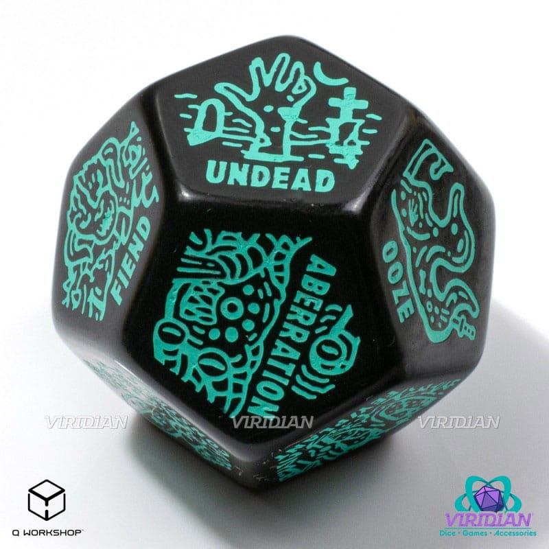 Viridian Jumbo Dice Monster Generator Die D12 Nero