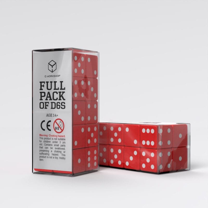 Juego completo de dados Q Workshop D6 rojo (20)